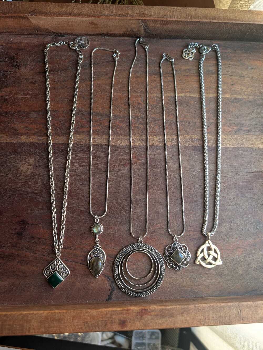 5 Vintage Silver Necklace Bundle | Celtic, Labradorite Statement Jewelry Lot